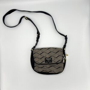 Fossil Crossbody Preston Diamond Jacquard Small Flap Shoulder Bag Black Grey